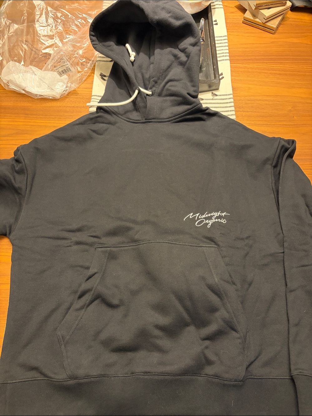 Larry June midnight organic mesh hoodie